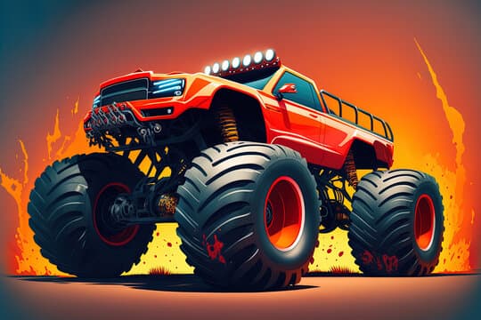 Game-ready monster truck 3D asset